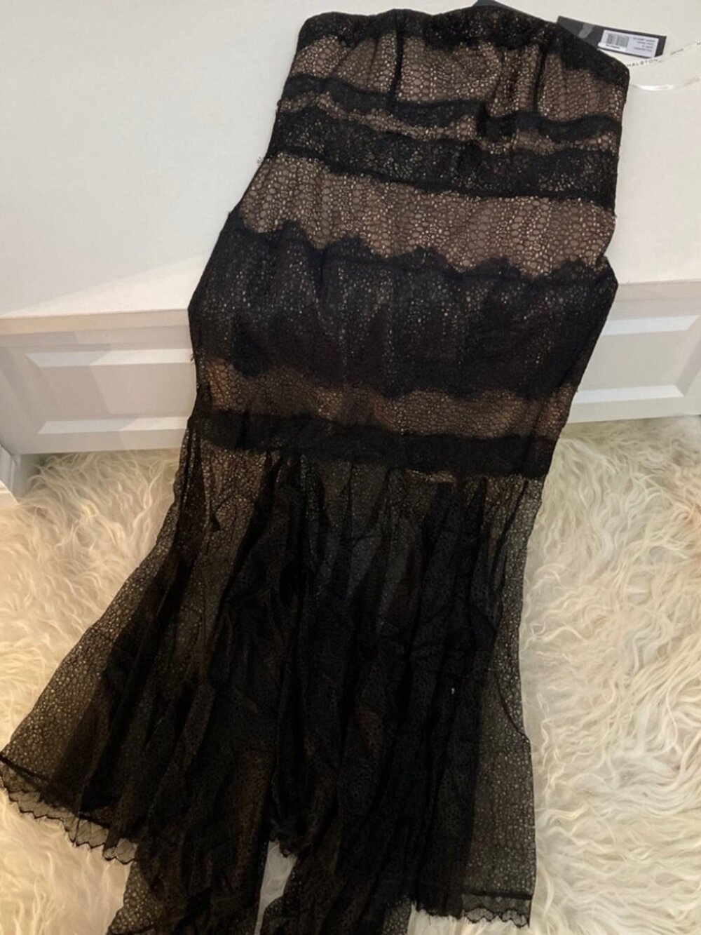 HALSTON HERITAGE Strapless Lace Gown 1440 - Picture 5 of 7